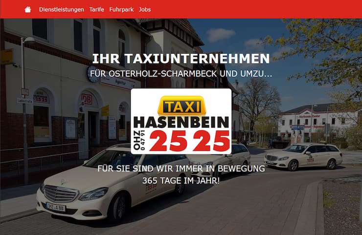 Screenshot Homepage Taxi Hasenbein GmbH & Co. KG